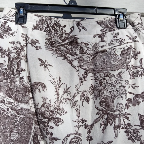 🦊Brown and White Rococo themed Animal Pencil Skirt With Pockets! - Picture 6 of 6